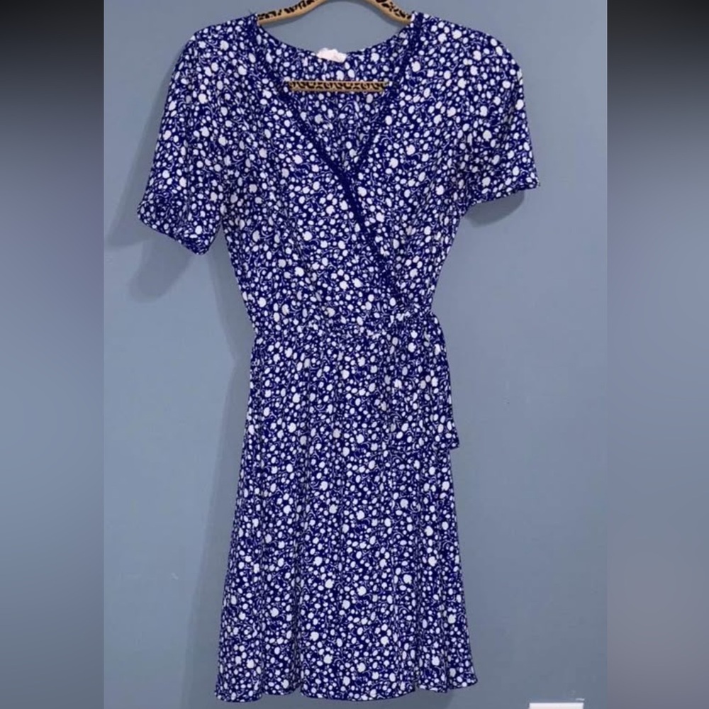 Sienna Sky Blue and White Flutter Sleeve Wrap Sundress